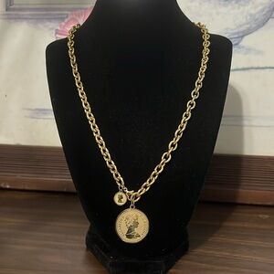 Gold plated stainless steel coin chain necklace